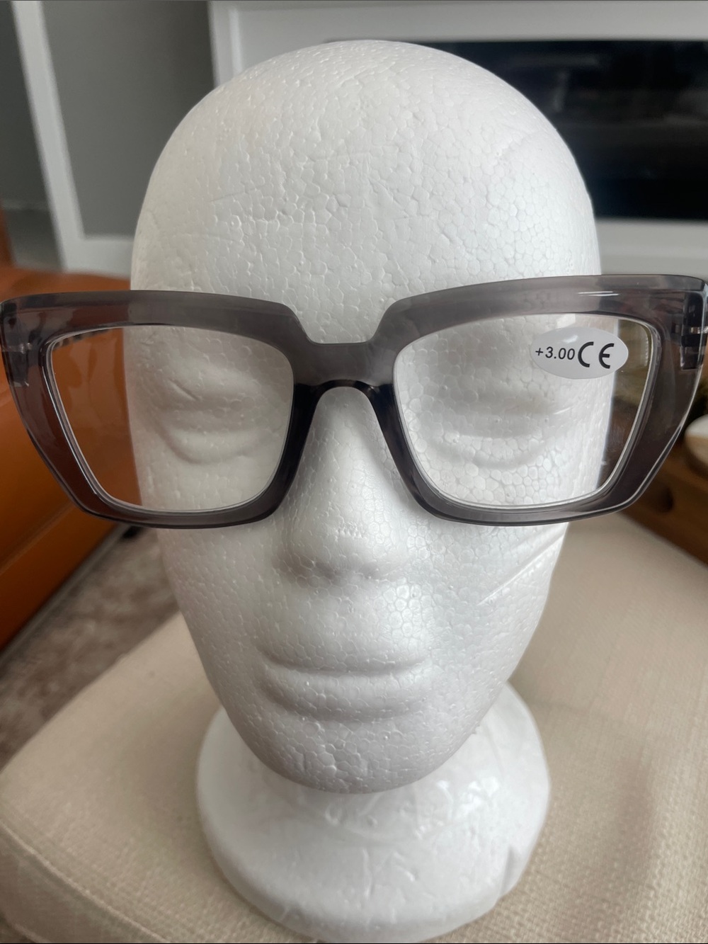 Chunky Square Reading Glasses in Smoky Gray